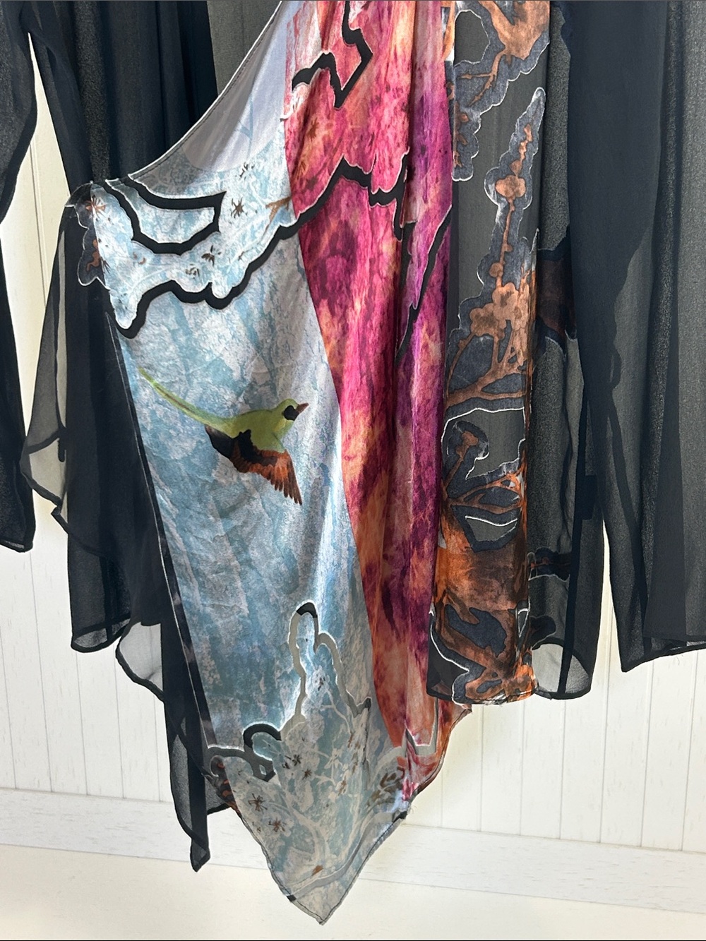 Citron Santa Monica Hummingbird Sheer Silk Blend Cardigan M - Picture 3 of 12